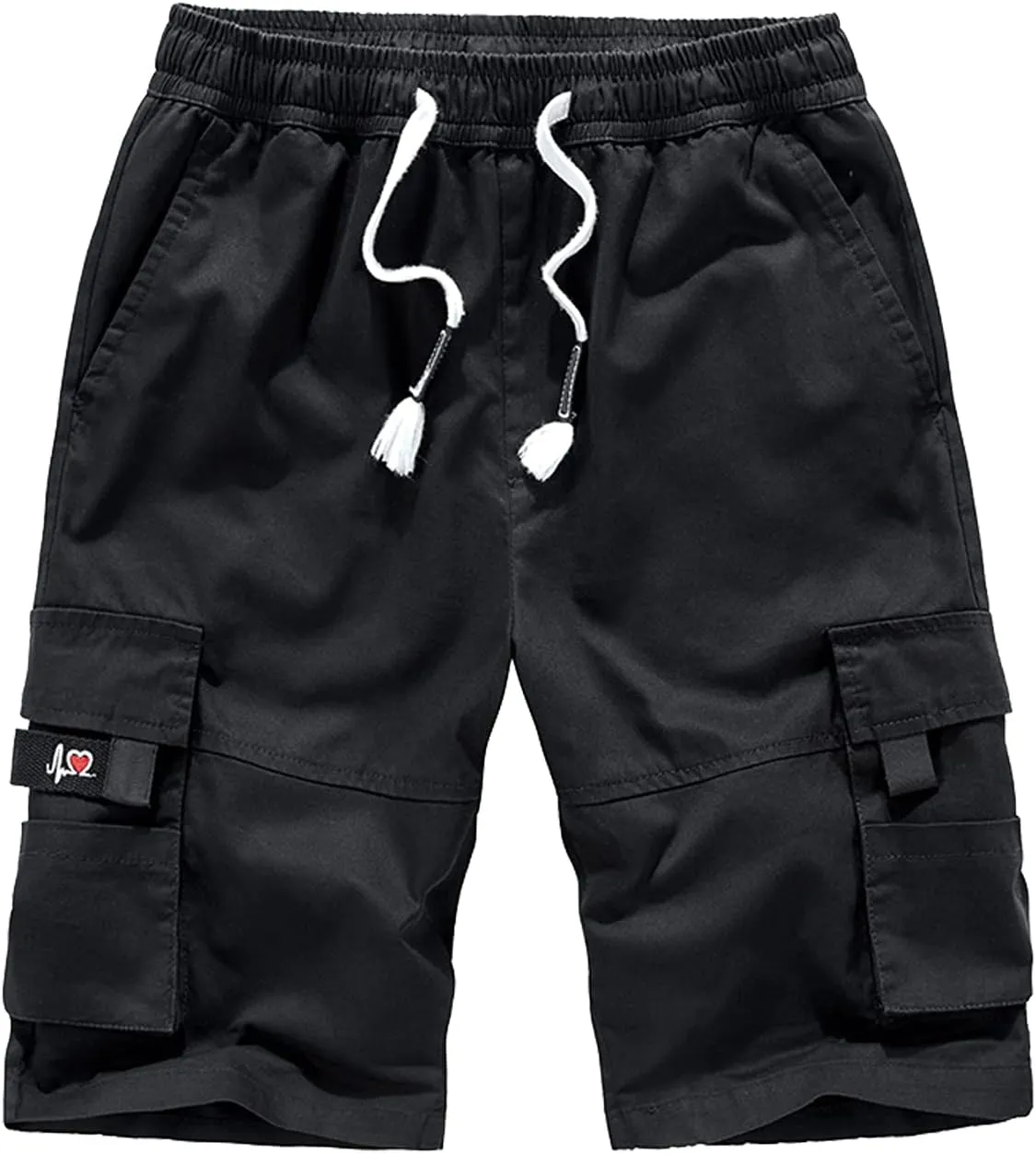 VtuAOL Men's Cargo Shorts Elastic Waist Casual Cotton Shorts with Multi Pockets