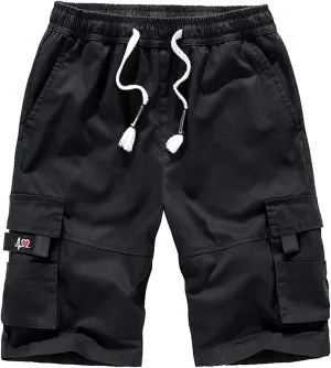 VtuAOL Men's Cargo Shorts Elastic Waist Casual Cotton Shorts with Multi Pockets
