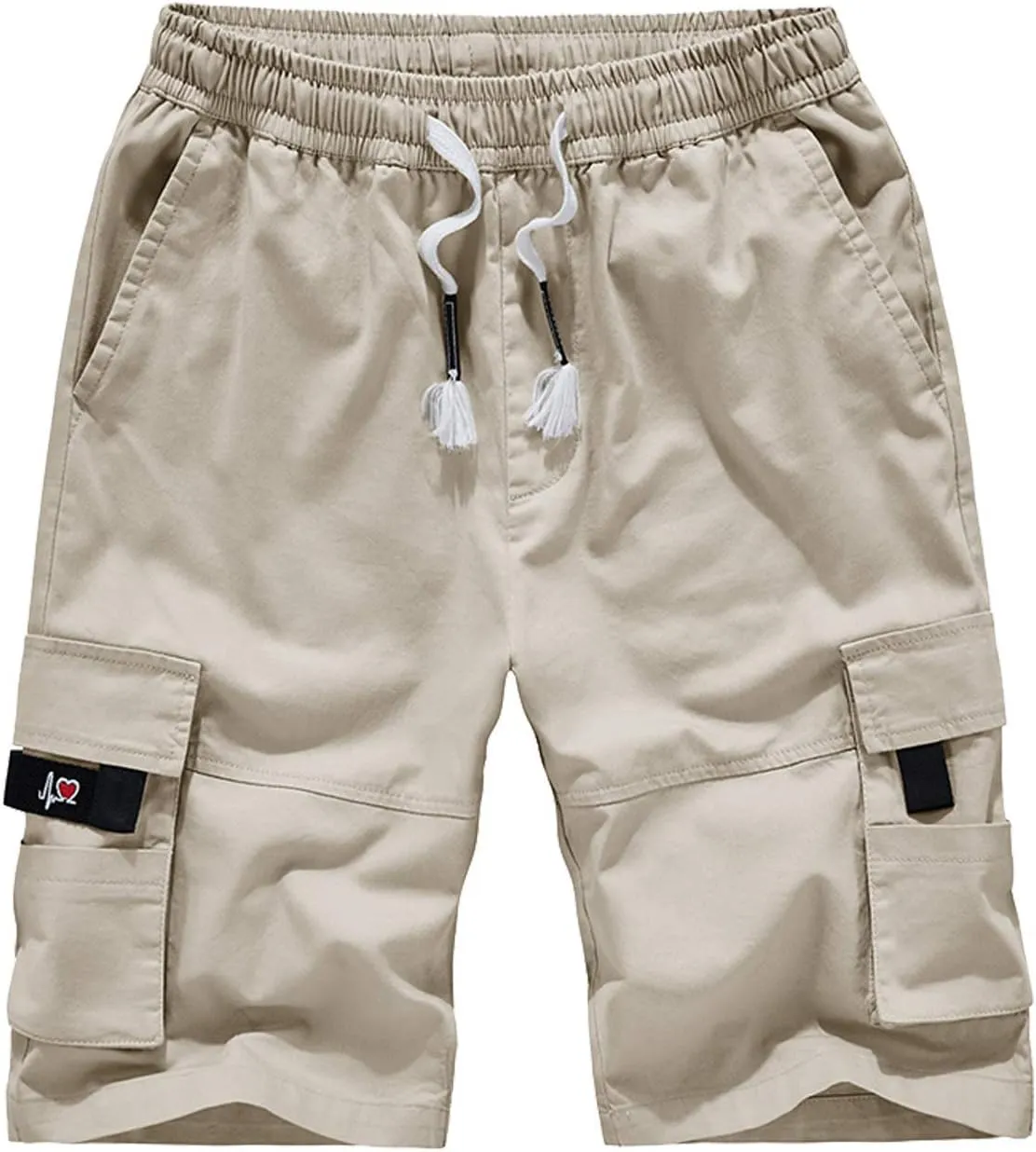 VtuAOL Men's Cargo Shorts Elastic Waist Casual Cotton Shorts with Multi Pockets