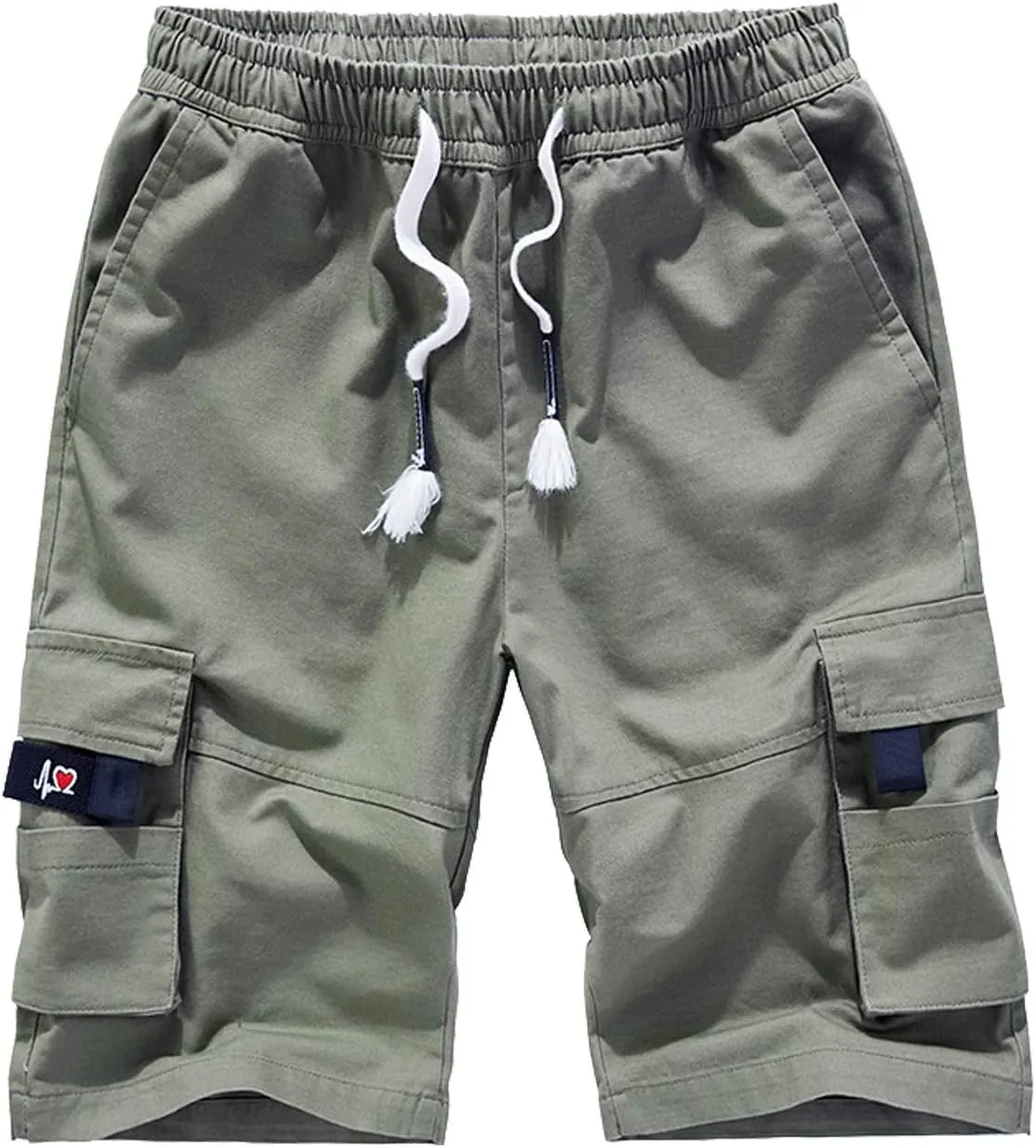 VtuAOL Men's Cargo Shorts Elastic Waist Casual Cotton Shorts with Multi Pockets