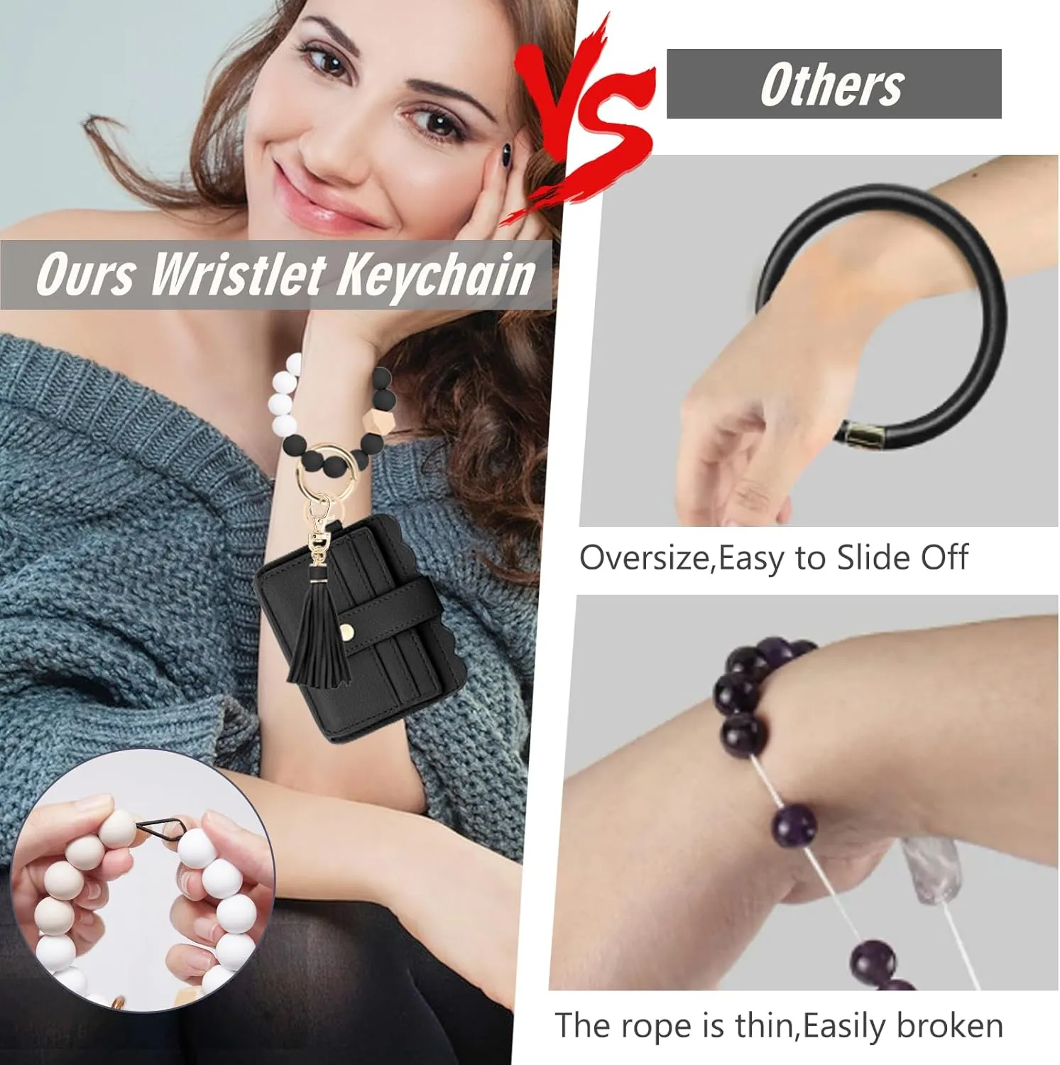 Wallet Keychain Wristlet for Women RFID Card Holder Keychain Key Chain Wallet Key Ring with Wrist Wallet for Women