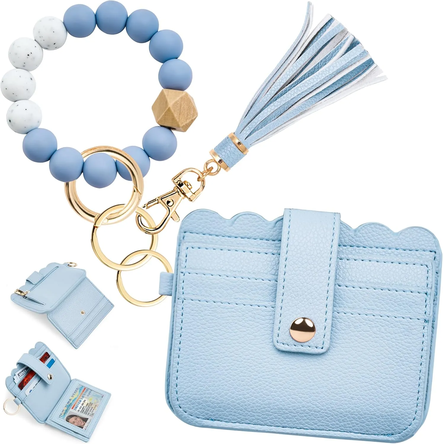 Wallet Keychain Wristlet for Women RFID Card Holder Keychain Key Chain Wallet Key Ring with Wrist Wallet for Women