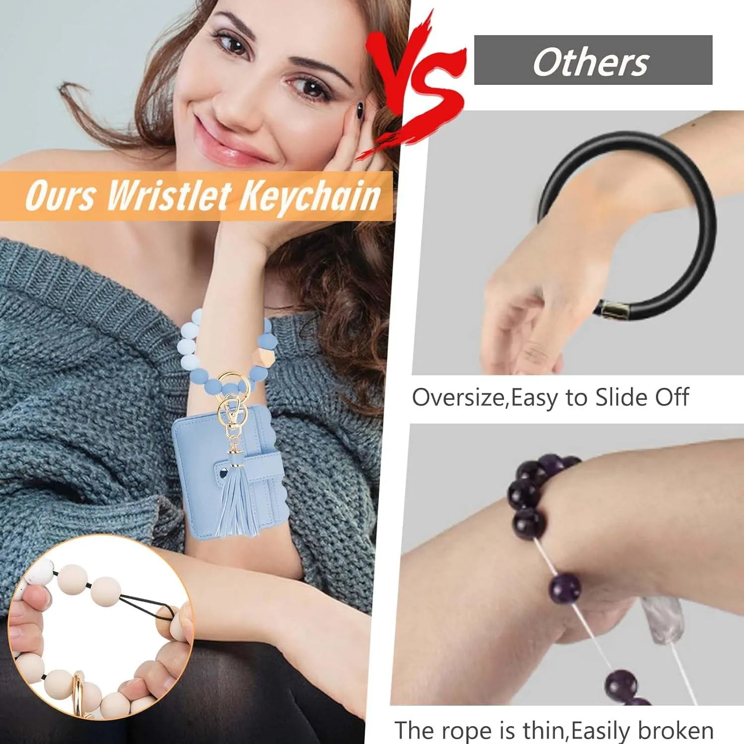 Wallet Keychain Wristlet for Women RFID Card Holder Keychain Key Chain Wallet Key Ring with Wrist Wallet for Women