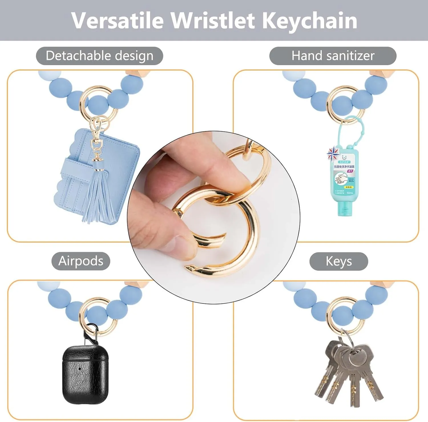 Wallet Keychain Wristlet for Women RFID Card Holder Keychain Key Chain Wallet Key Ring with Wrist Wallet for Women