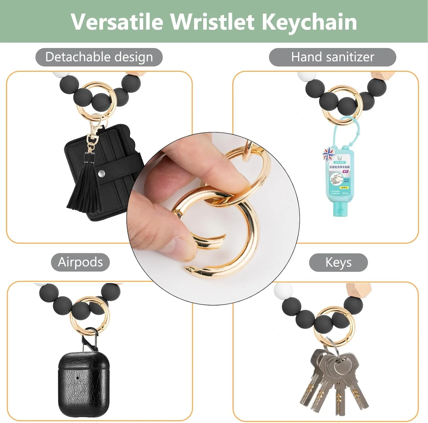 Wallet Keychain Wristlet for Women RFID Card Holder Keychain Key Chain Wallet Key Ring with Wrist Wallet for Women