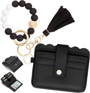 Wallet Keychain Wristlet for Women RFID Card Holder Keychain Key Chain Wallet Key Ring with Wrist Wallet for Women