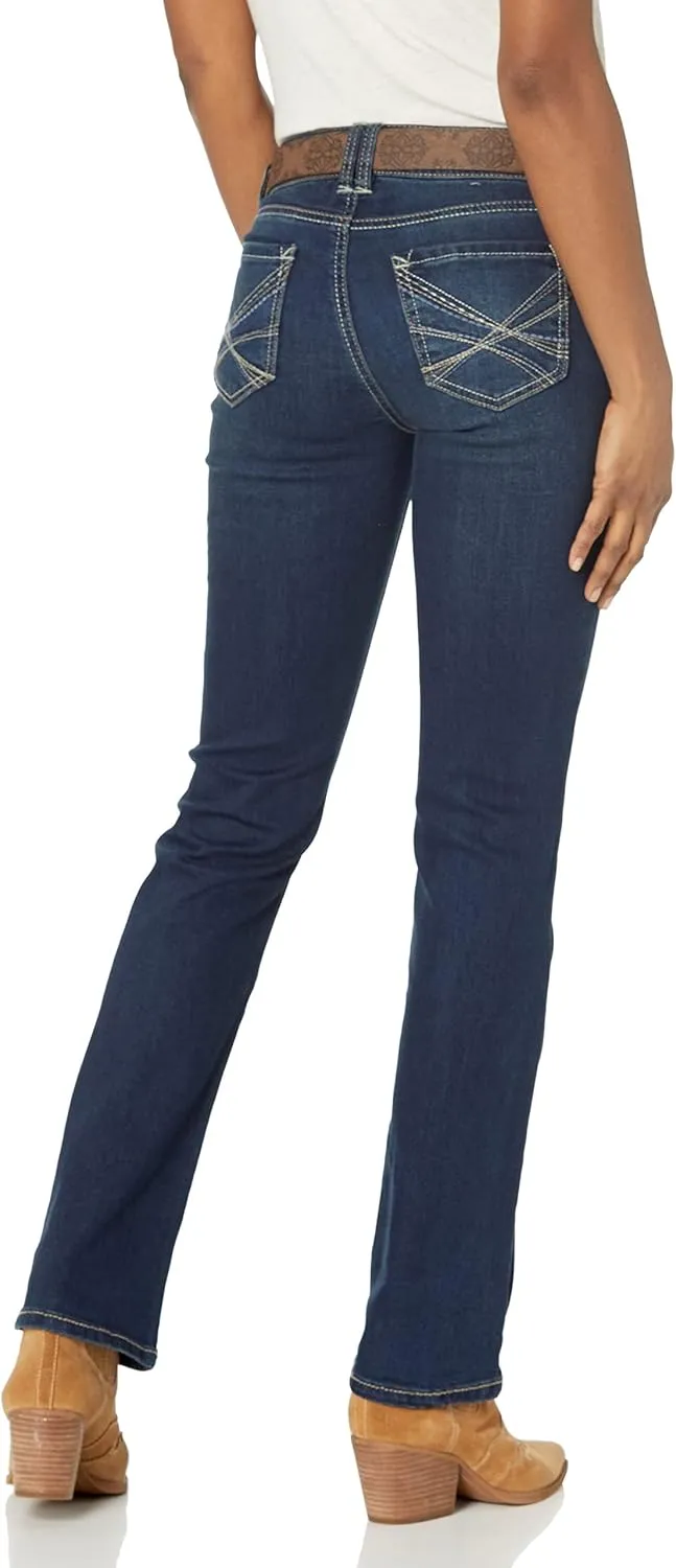 WallFlower Women's Legendary Slim Bootcut Mid-Rise Belted Insta Stretch Juniors Jeans (Standard and Plus)