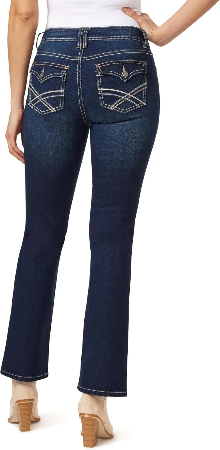 WallFlower Women's Legendary Slim Bootcut Mid-Rise Belted Insta Stretch Juniors Jeans (Standard and Plus)