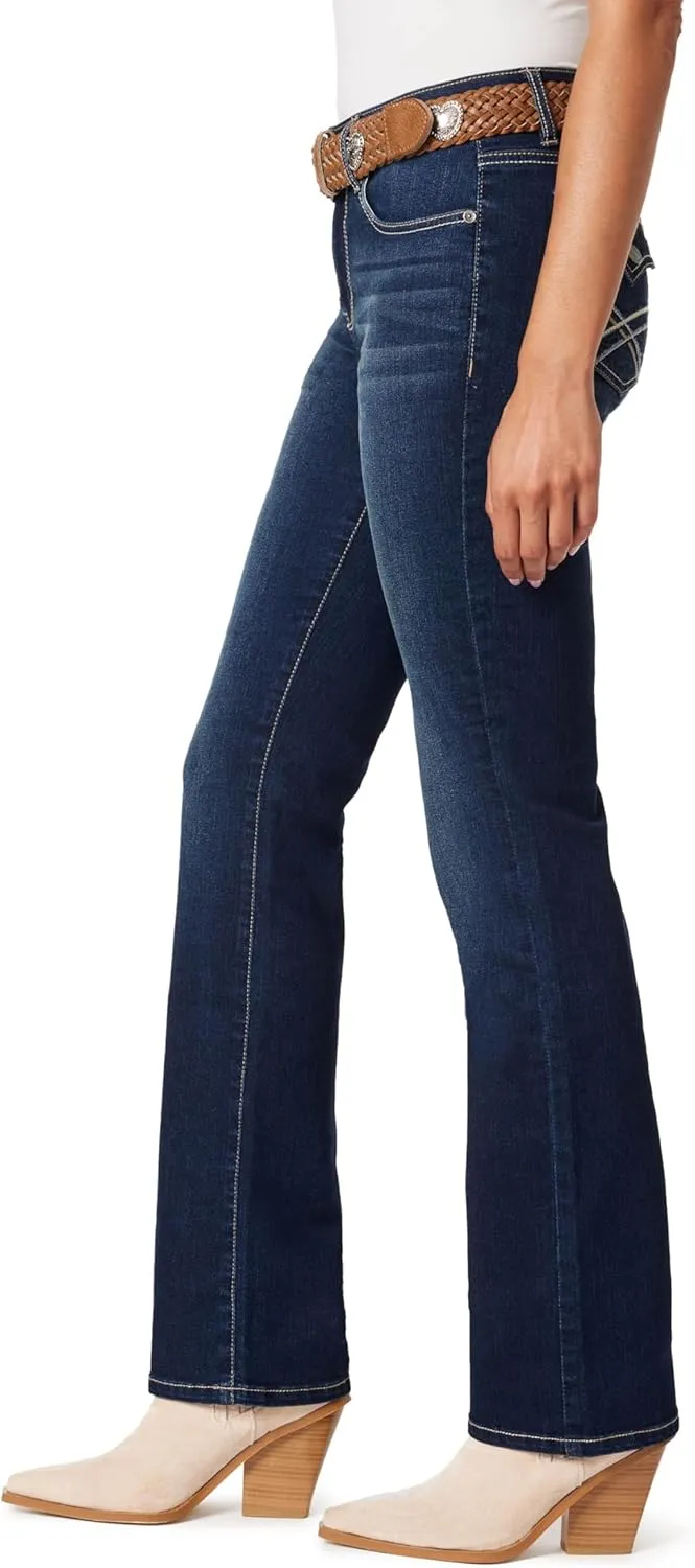 WallFlower Women's Legendary Slim Bootcut Mid-Rise Belted Insta Stretch Juniors Jeans (Standard and Plus)