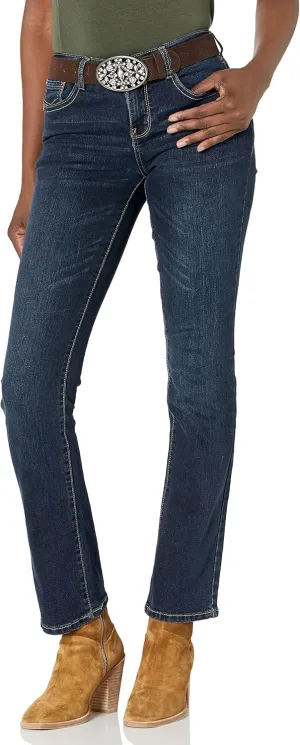 WallFlower Women's Legendary Slim Bootcut Mid-Rise Belted Insta Stretch Juniors Jeans (Standard and Plus)