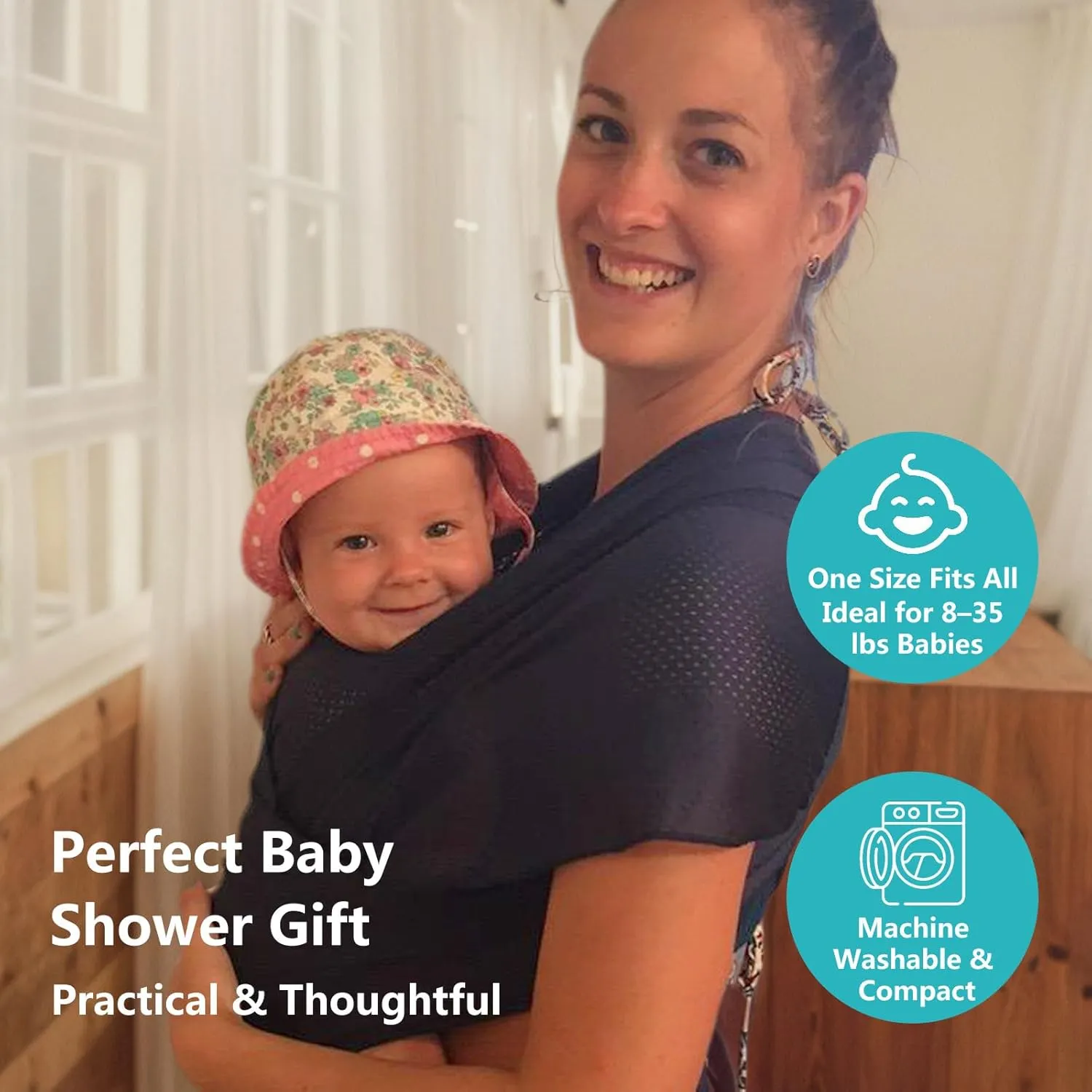 Water Baby Carrier, Baby Sling Carrier, Baby Wrap for Newborn, Infant, Toddler, Breathable Lightweight Stretch Mesh Water Sling, Nice for Summer, Pool, Beach, Swimming, Lakeblue