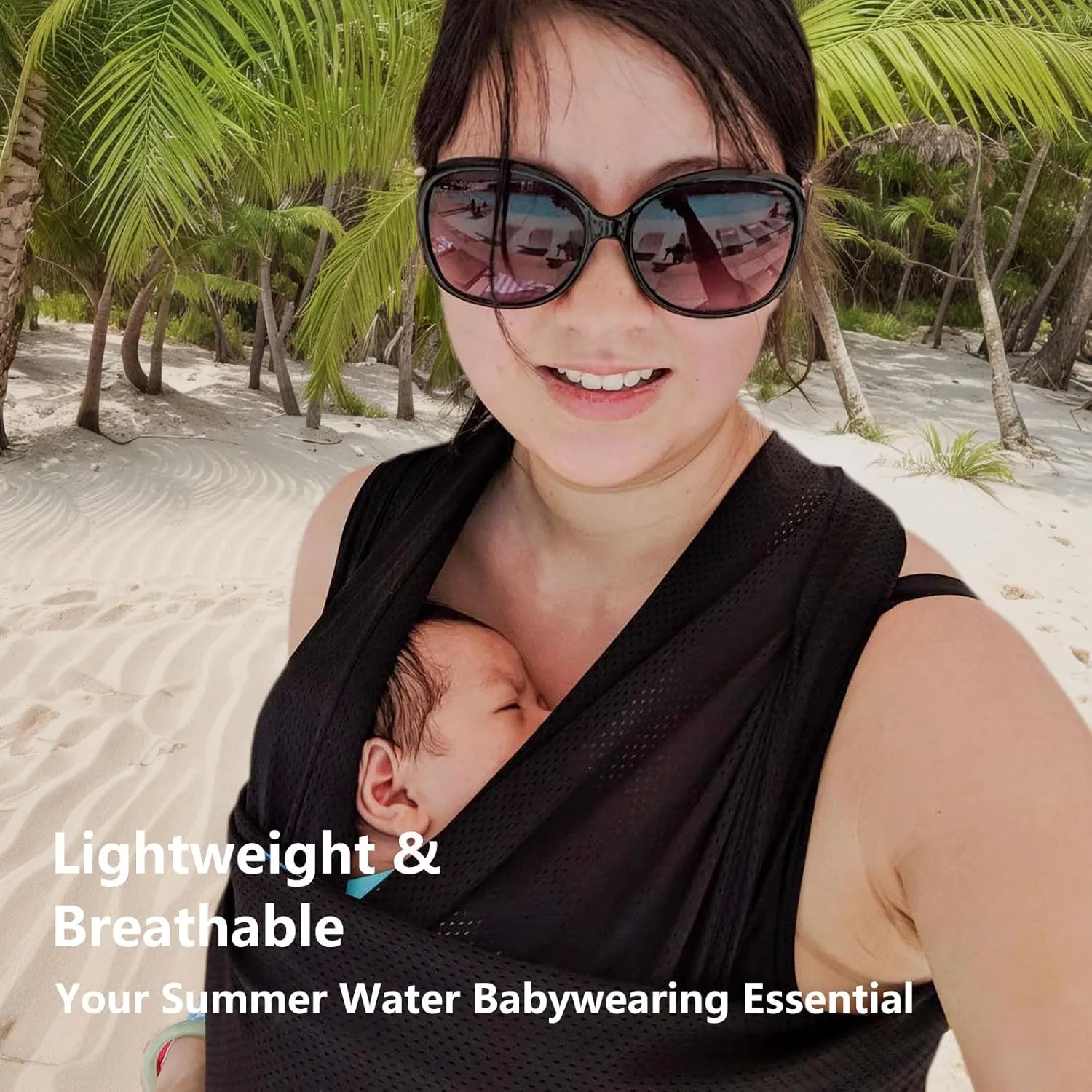 Water Baby Carrier, Baby Sling Carrier, Baby Wrap for Newborn, Infant, Toddler, Breathable Lightweight Stretch Mesh Water Sling, Nice for Summer, Pool, Beach, Swimming, Lakeblue