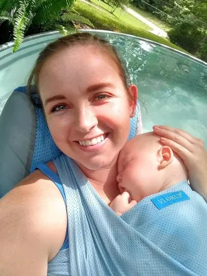 Water Baby Carrier, Baby Sling Carrier, Baby Wrap for Newborn, Infant, Toddler, Breathable Lightweight Stretch Mesh Water Sling, Nice for Summer, Pool, Beach, Swimming, Lakeblue
