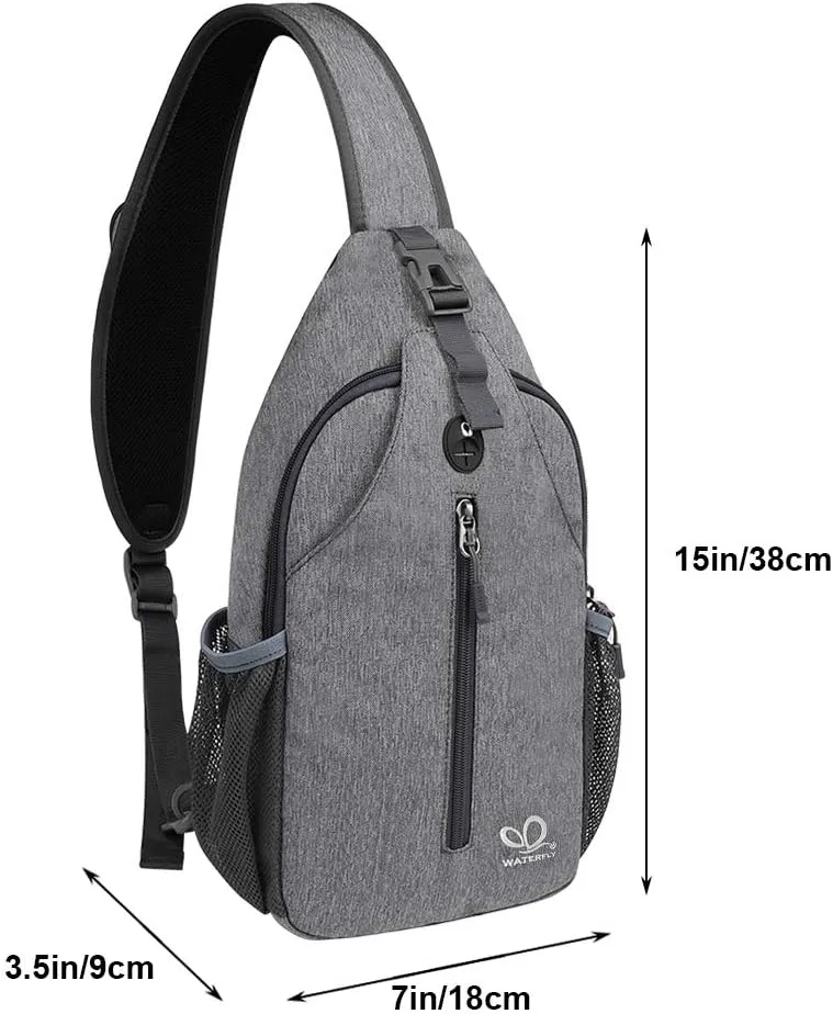 WATERFLY Crossbody Sling Backpack Sling Bag Travel Hiking Chest Bag Daypack