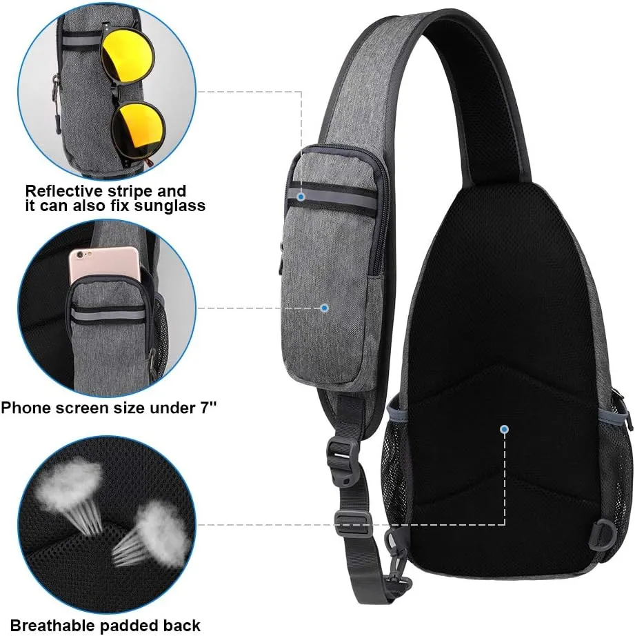 WATERFLY Crossbody Sling Backpack Sling Bag Travel Hiking Chest Bag Daypack