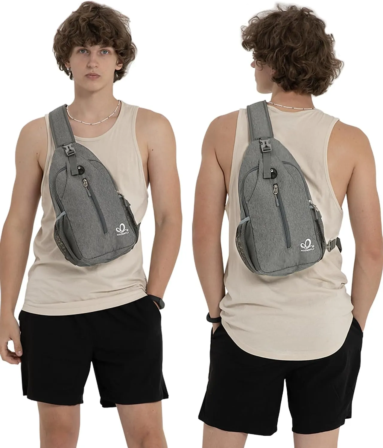 WATERFLY Crossbody Sling Backpack Sling Bag Travel Hiking Chest Bag Daypack