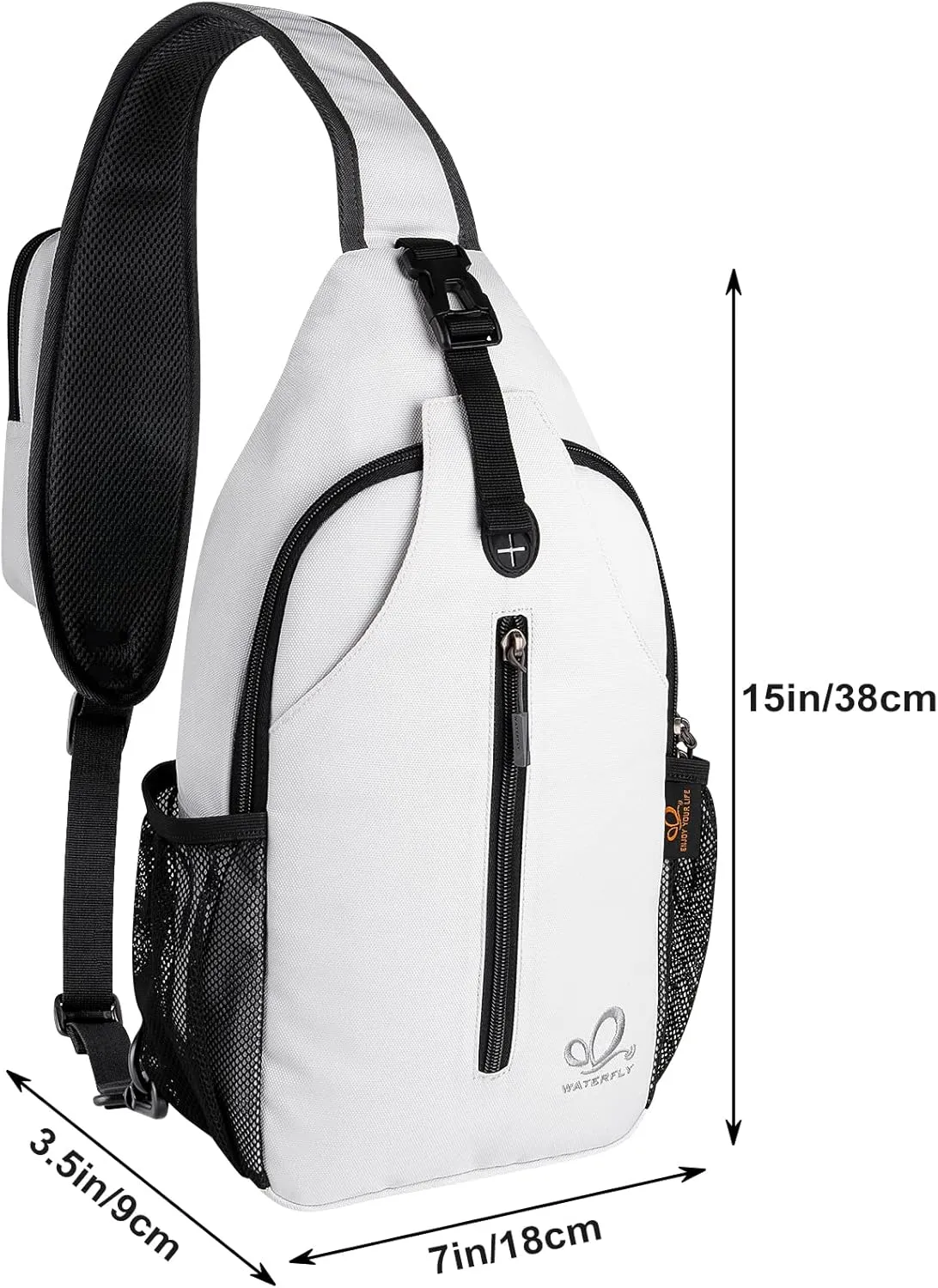 WATERFLY Crossbody Sling Backpack Sling Bag Travel Hiking Chest Bag Daypack