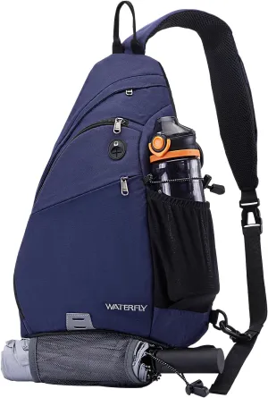 WATERFLY Sling Bag Crossbody Backpack: Over Shoulder Daypack Casual Cross Chest Side Pack