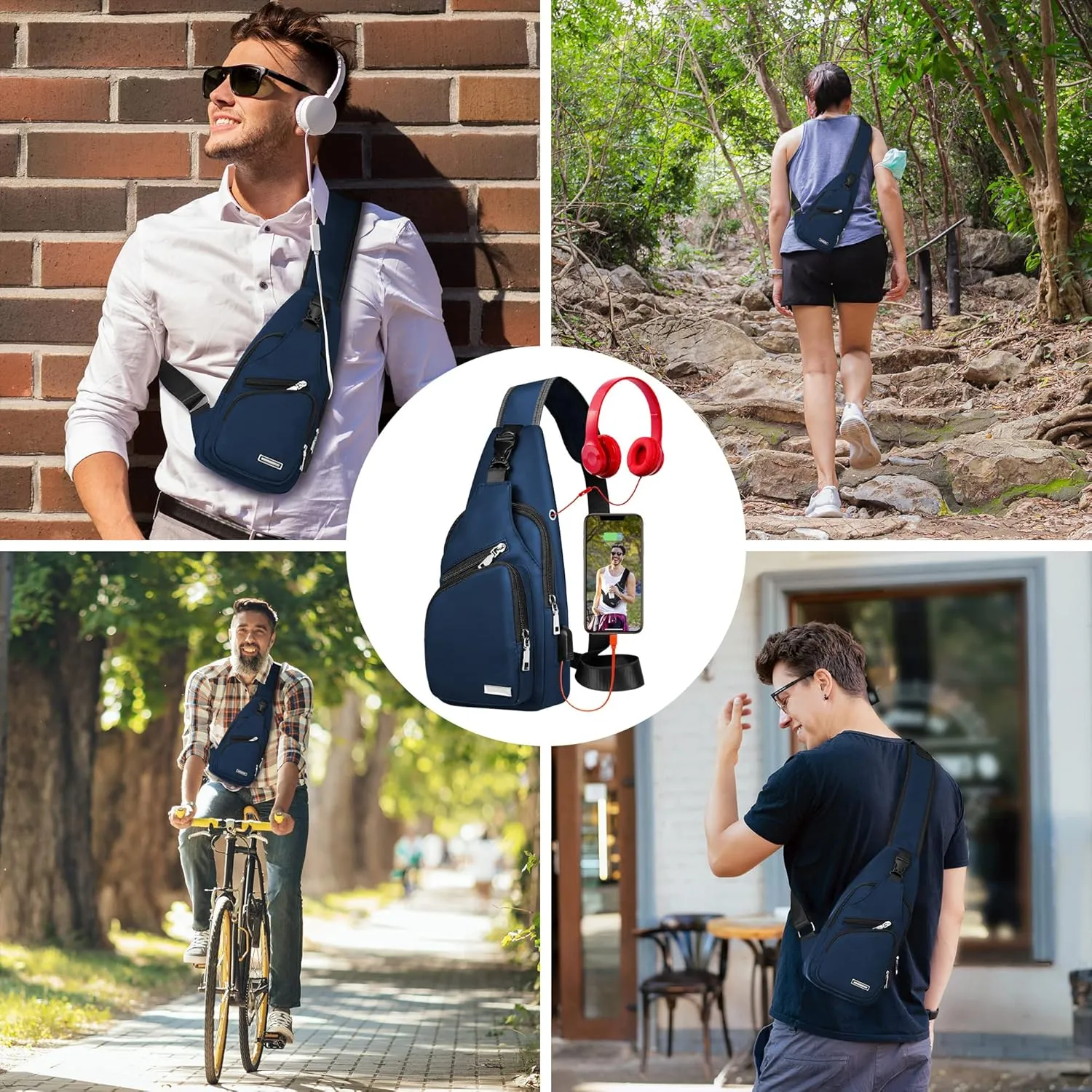 Waterproof Sling Bag Crossbody Backpack for Men Women Sling Backpack Hiking Daypack Multipurpose Cross Body Chest Bag