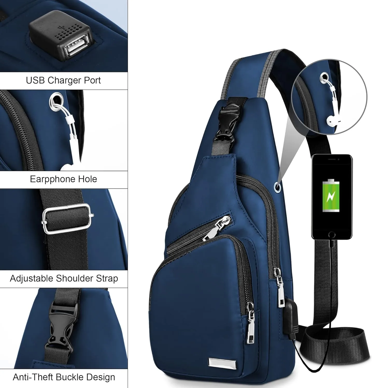 Waterproof Sling Bag Crossbody Backpack for Men Women Sling Backpack Hiking Daypack Multipurpose Cross Body Chest Bag
