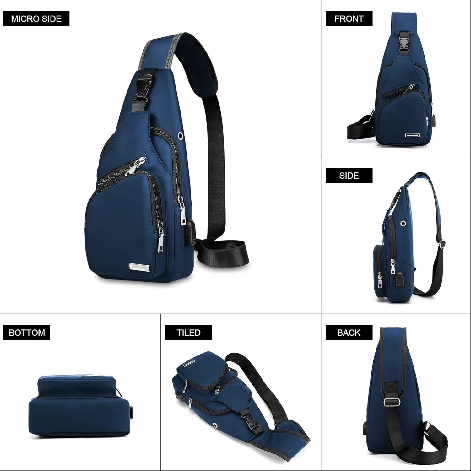 Waterproof Sling Bag Crossbody Backpack for Men Women Sling Backpack Hiking Daypack Multipurpose Cross Body Chest Bag