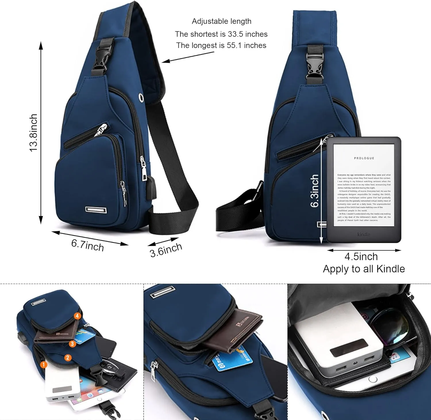 Waterproof Sling Bag Crossbody Backpack for Men Women Sling Backpack Hiking Daypack Multipurpose Cross Body Chest Bag
