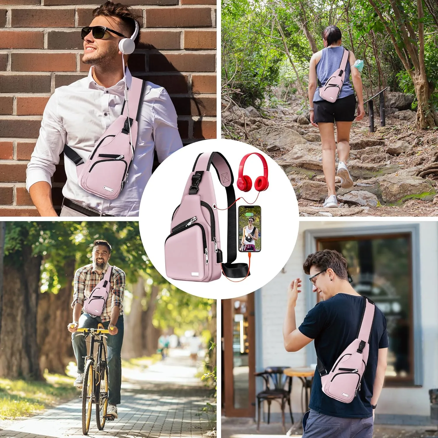 Waterproof Sling Bag Crossbody Backpack for Men Women Sling Backpack Hiking Daypack Multipurpose Cross Body Chest Bag
