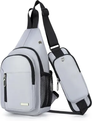 Waterproof Sling Bag Crossbody Backpack Unisex Chest Bags for Women Men Hiking Daypack Casual Lightweight Fanny Pack (grey)