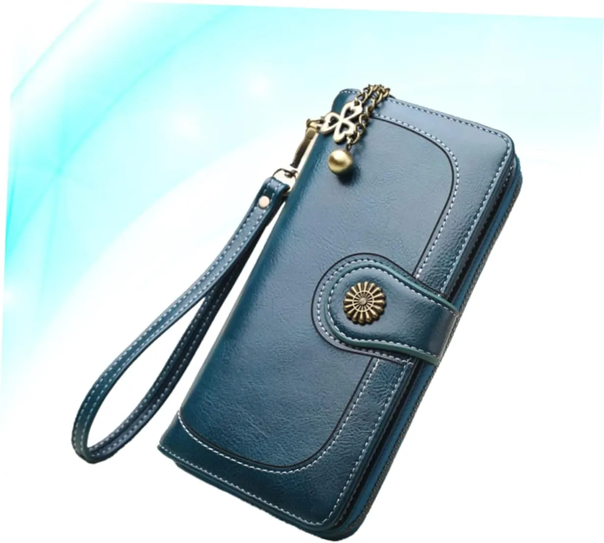 Waxed Leather Purse Shoulder Bag Multi-function Zipper Pouch Clutch for
