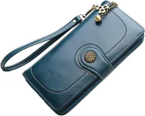 Waxed Leather Purse Shoulder Bag Multi-function Zipper Pouch Clutch for