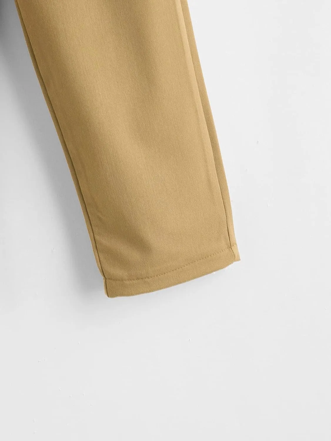 WDIRARA Girl's Paper Bag Waist Belted Pants Elastic Waist Pants with Pockets