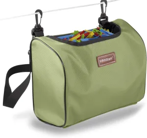 Wearable Clothespin Bag with Shoulder & Waist Strap. Double Secure Clips & Clever Quick Dry Mesh Clothes Pins Bag Holder. Clothes Pin Bag That Holds Up To 300 Medium Clothespins (Green, Open Top)