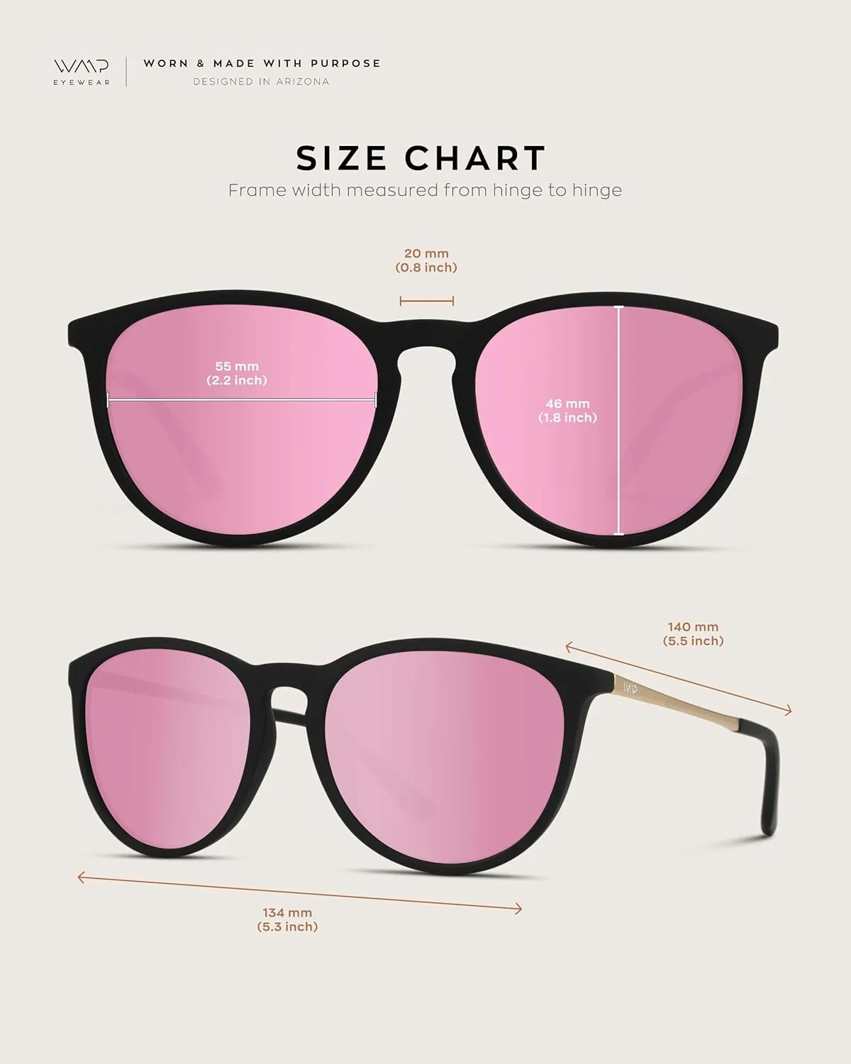WearMe Pro Women's Round Sunglasses with Polarized UV Protection, Trendy Retro Designer Style