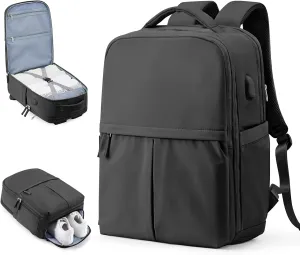 wepadre Black Mochila De Viaje Travel Backpack Carry On Flight Approved Large Travel Backpack For Men Women Carry On Backpack For Airplanes Personal Item Travel Bag 18x14x8 Inches Travel Bag