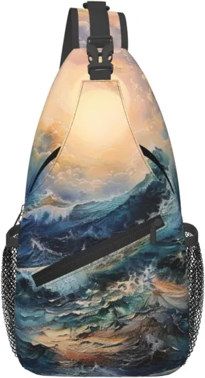 Within The Tides 1 Print Cross Chest Bag Diagonally Crossbody Shoulder Casual Fashion Travel Bag,Hiking Daypack