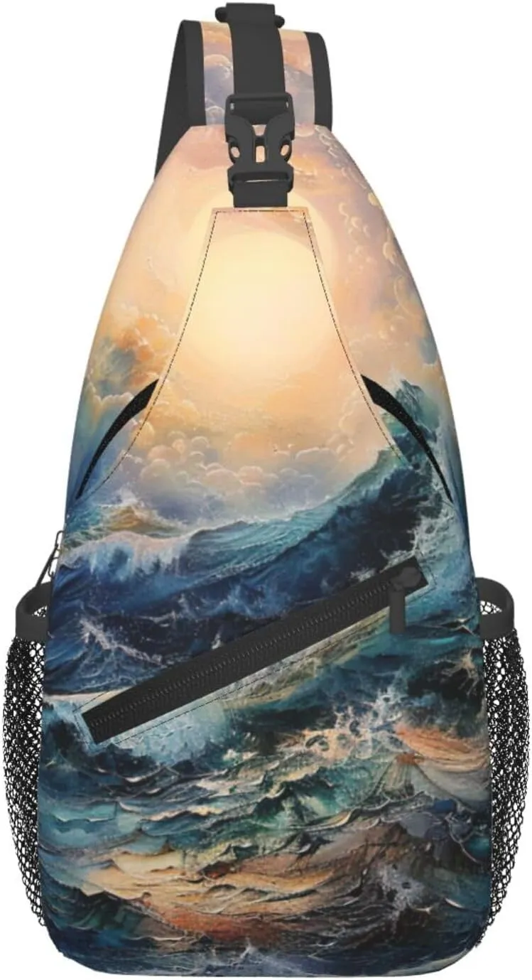Within The Tides 1 Print Cross Chest Bag Diagonally Crossbody Shoulder Casual Fashion Travel Bag,Hiking Daypack