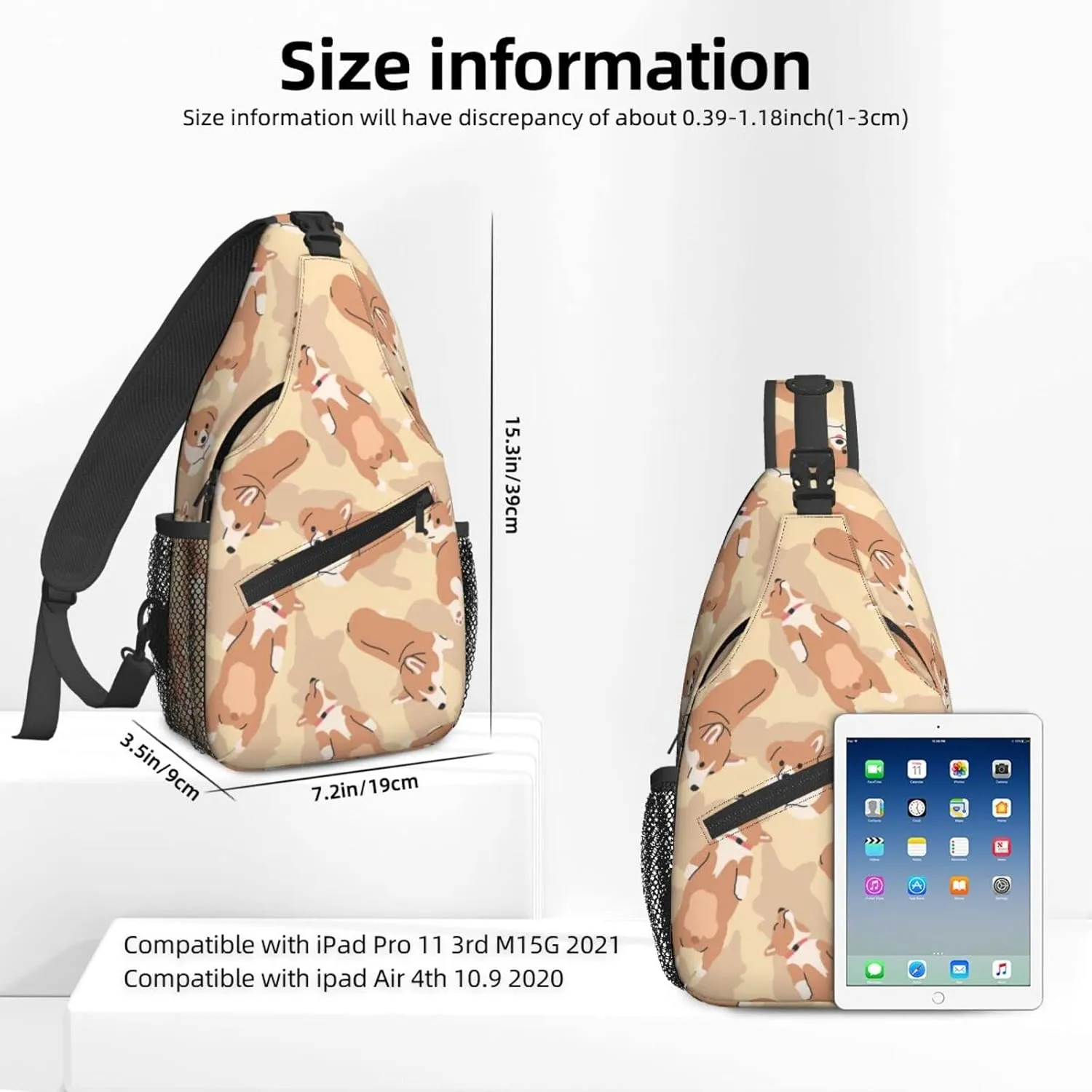 Women Cute Corgi Sleeping Dogs Crossbody Sling Backpack for Men Chest Bag Shoulder Bag Lightweight One Strap Backpack Travel Outdoor Daypack