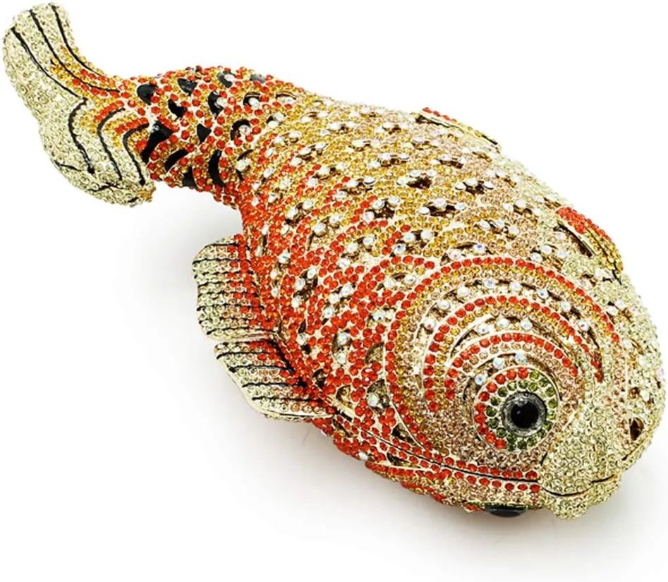 Women Evening-Bag Chain Wedding Ladies Clutch-Purse Diamond Luxury Handbag Rhinestone Fish