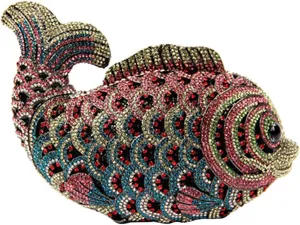 Women Evening-Bag Chain Wedding Ladies Clutch-Purse Diamond Luxury Handbag Rhinestone Fish