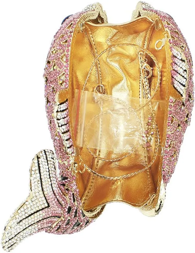 Women Evening-Bag Chain Wedding Ladies Clutch-Purse Diamond Luxury Handbag Rhinestone Fish