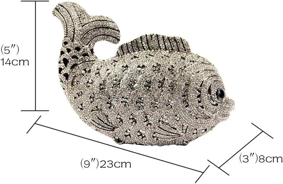 Women Evening-Bag Chain Wedding Ladies Clutch-Purse Diamond Luxury Handbag Rhinestone Fish