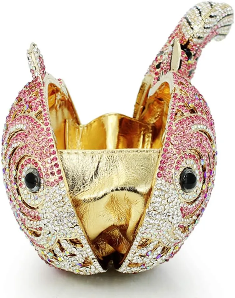 Women Evening-Bag Chain Wedding Ladies Clutch-Purse Diamond Luxury Handbag Rhinestone Fish