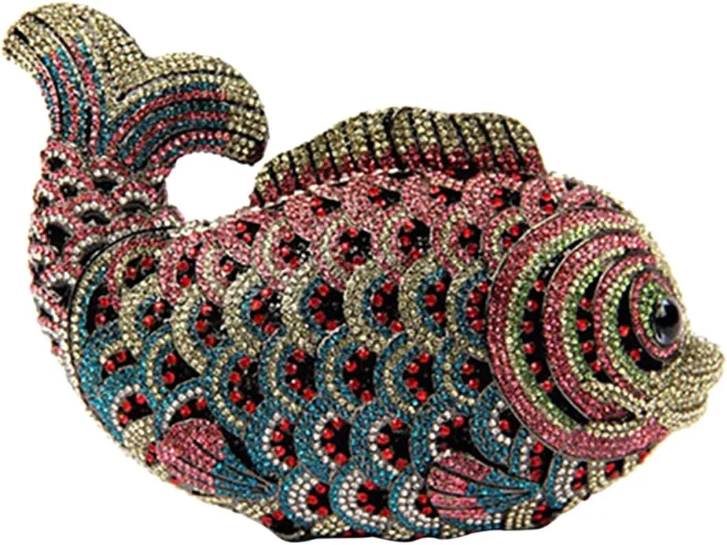 Women Evening-Bag Chain Wedding Ladies Clutch-Purse Diamond Luxury Handbag Rhinestone Fish