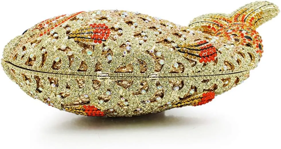 Women Evening-Bag Chain Wedding Ladies Clutch-Purse Diamond Luxury Handbag Rhinestone Fish