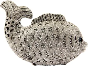 Women Evening-Bag Chain Wedding Ladies Clutch-Purse Diamond Luxury Handbag Rhinestone Fish