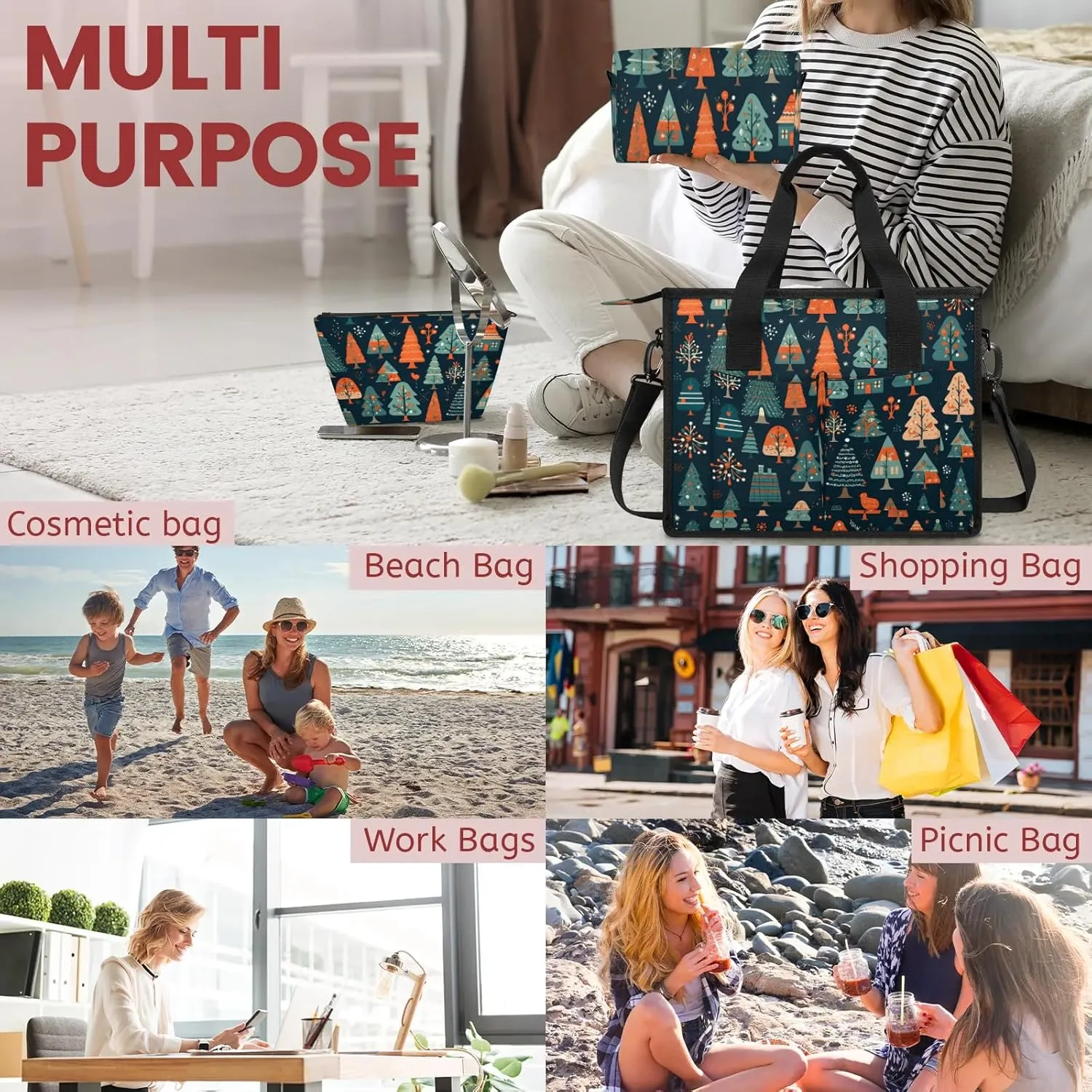 Women Fashion Tote Bag Wallet Shoulder Bags Set 3PCS Top Handle Satchel Purse Large Zippered Handbag Daily Use