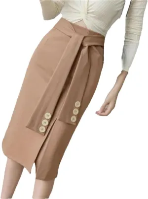 Women Korean Fashion High Waist Bodycon Pencil Skirts Office Elastic Sexy Midi Skirt