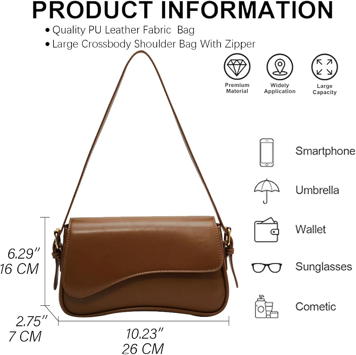 Women Saddle Shoulder Bag Y2K Trendy Vegan Leather Purse Retro Hobo Handbags Zipper Clutch with 2 Removable Strap