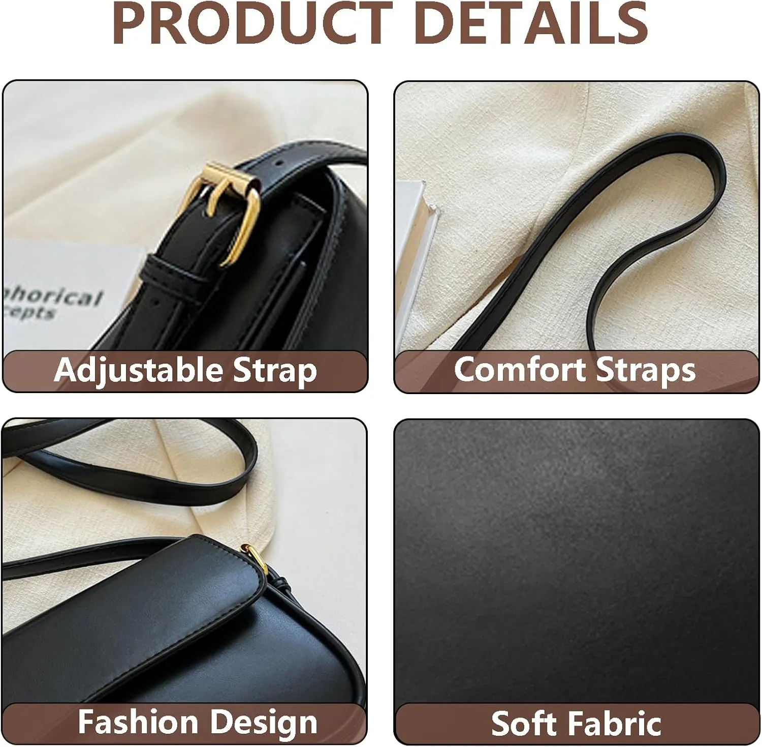 Women Saddle Shoulder Bag Y2K Trendy Vegan Leather Purse Retro Hobo Handbags Zipper Clutch with 2 Removable Strap