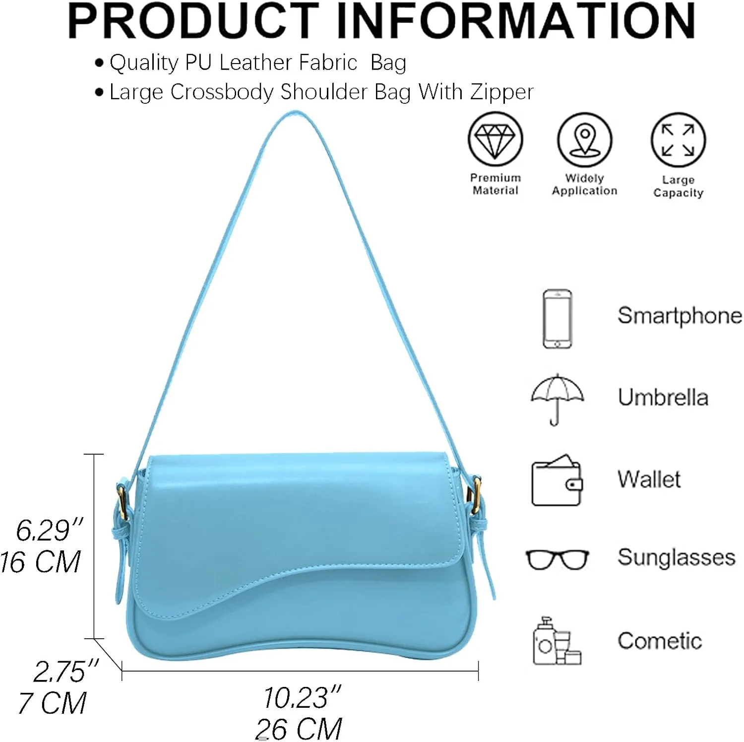 Women Saddle Shoulder Bag Y2K Trendy Vegan Leather Purse Retro Hobo Handbags Zipper Clutch with 2 Removable Strap